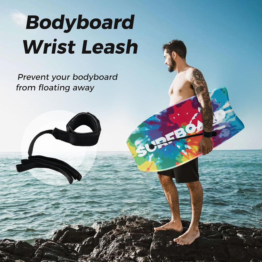HOMASIS Leichtes Bodyboard, Surfbrett mit EPS-Kern, XPE-Deck, HDPE-Boden & Handgelenk-Leash, Surfboa