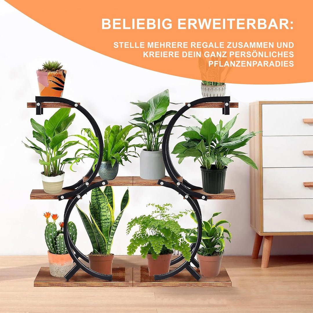 Relaxdays Pflanzenständer, 4 Ebenen, HxBxT: 76 x 48 x 30 cm, geschwungenes Blumenregal für 5 Blument