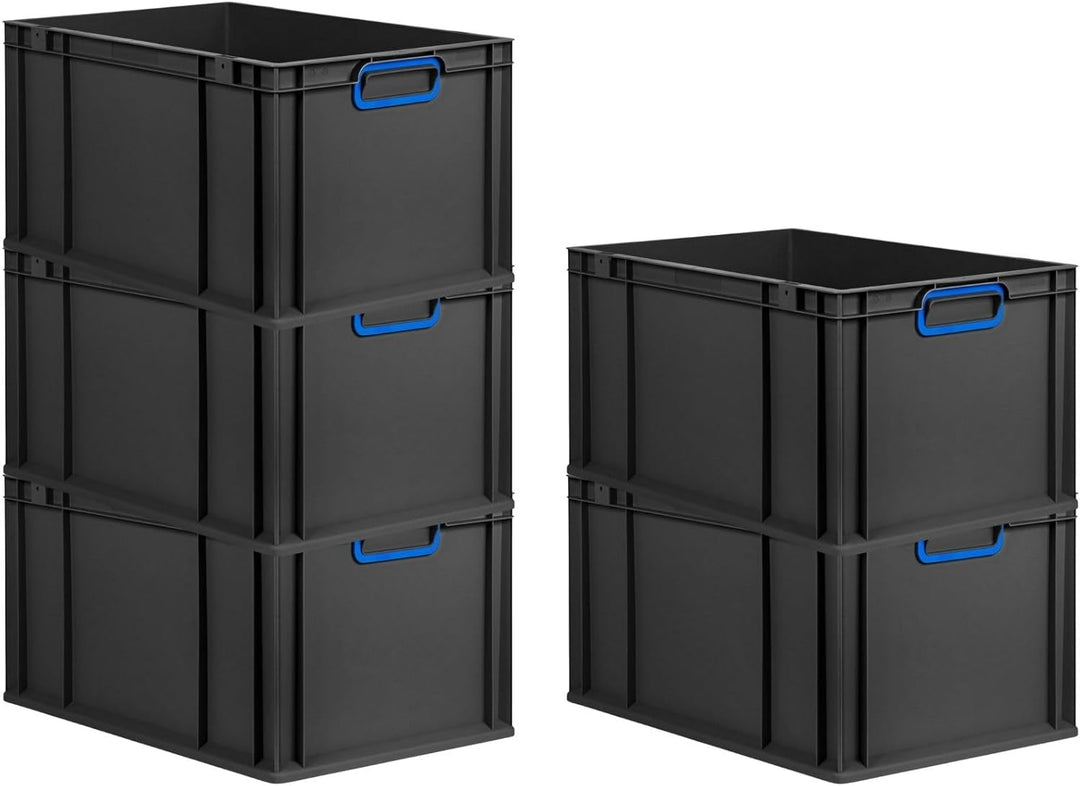PROREGAL SparSet 5x Eurobox NextGen Color | HxBxT 32x40x60cm | 65 Liter | Griffe blau geschlossen |