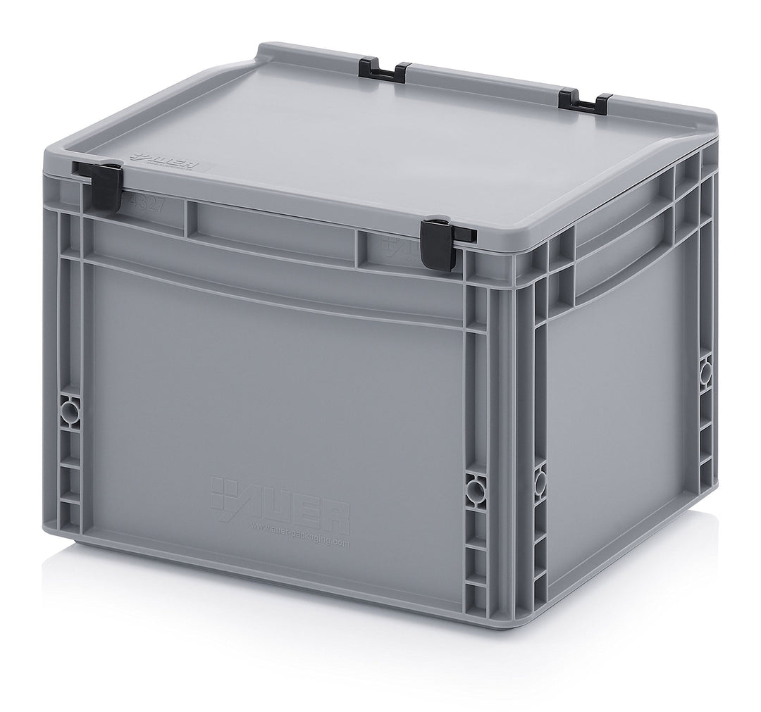 Auer Packaging Eurobehälter-Eurobox 40 x 30 x 28,5 cm mit Scharnierdeckel inkl. gratis Zollstock