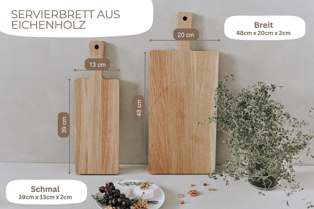 Servierbrett Eiche mit Gravur personalisiert, 2 Grössen Motiv / Logo 39L x 13B cm, Motiv / Logo 39L
