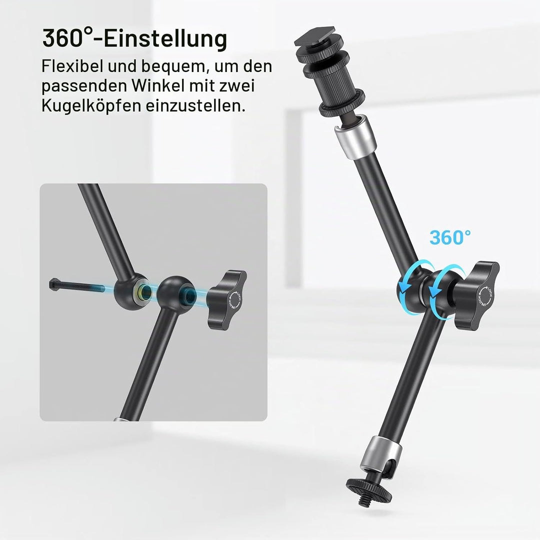 SMALLRIG Super Clamp und Magic Arm (11") mit Kaltschuhhalterung für Monitor, LED-Licht, Mikrofon - 3