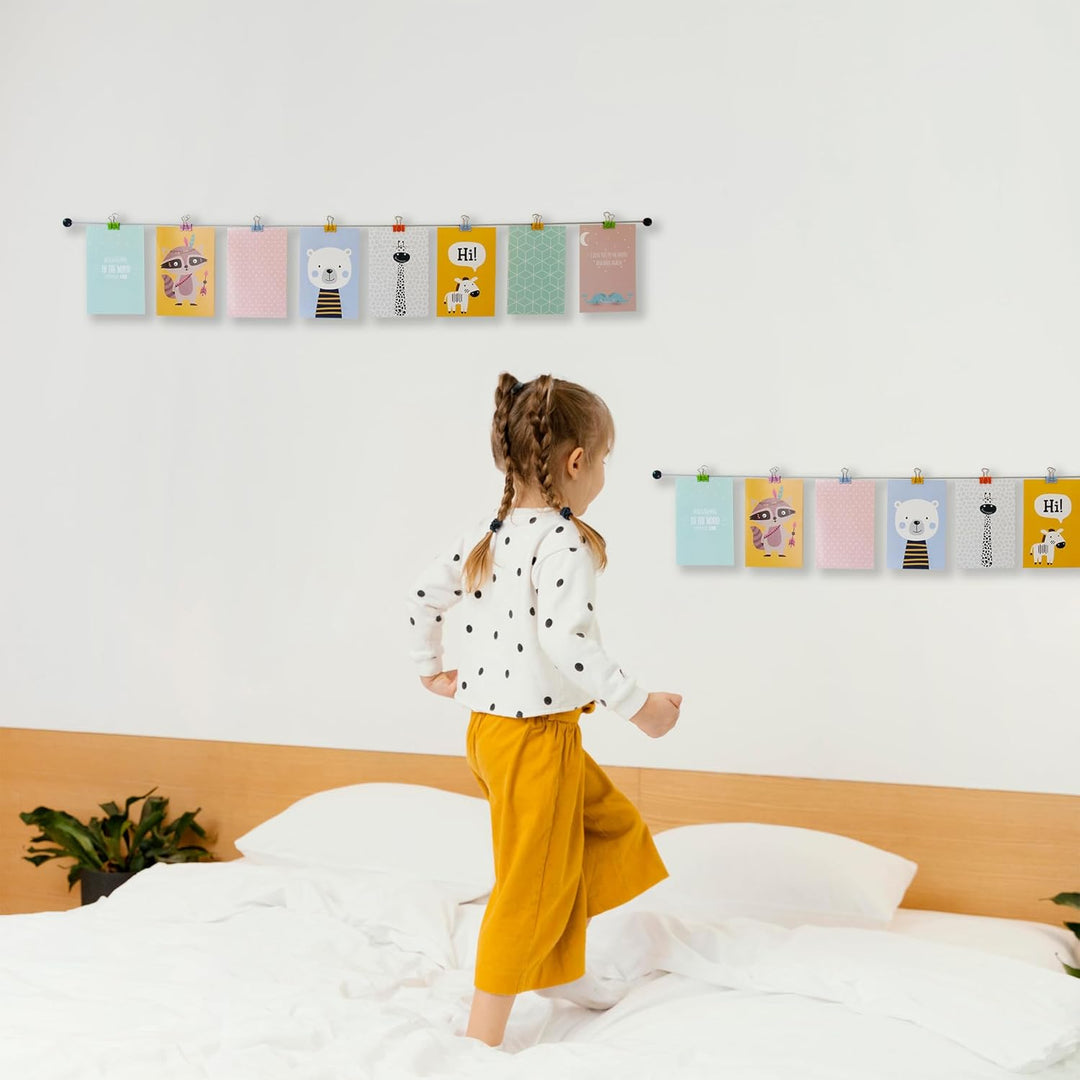 LeTOMA – Fotoseil mit bunten Metall-Klammern - 2x100 cm & 2x10 Klammern im Smiley-Design in den Farb