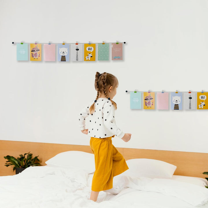LeTOMA – Fotoseil mit bunten Metall-Klammern - 2x200 cm &amp; 2x20 Klammern im Smiley-Design in den Farb