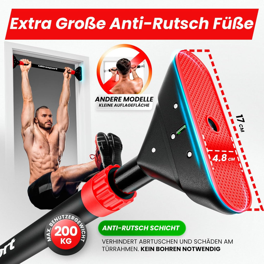 Ultrasport Klimmzugstange, Türreck, verstellbar von 66,5 cm bis 93 cm, ohne Schrauben montierbar, ru