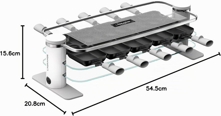 LAGRANGE Raclette-Gerät für 10 Personen, 1200 W, Glasplatten, abnehmbare obere Platte für einfache R