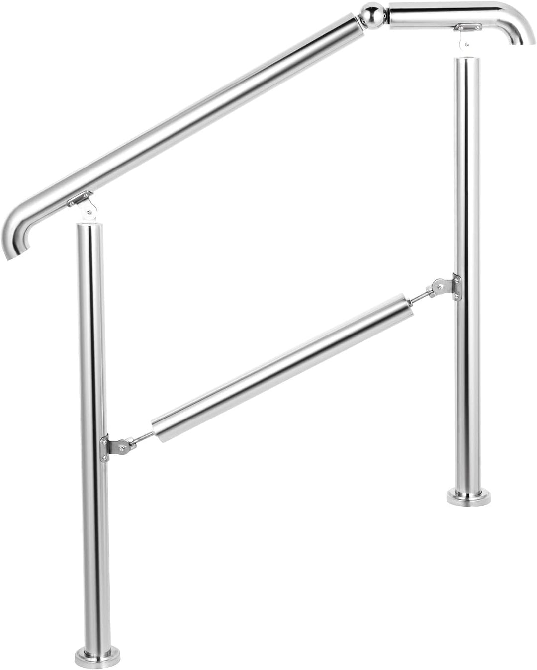 Happybuy Treppengeländer 3 Stufen, Hauseingang Handlauf Edelstahl mit Pfosten, Verstellbare Eingangs