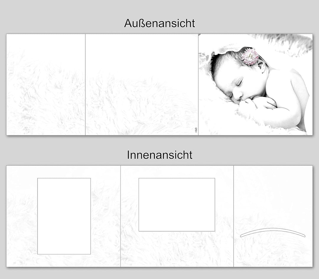 25 Stk. Portraitmappe 3-teilig für 13x18 Fotos &amp; CD im Design Baby Fotomappe Leporello für Studio, K