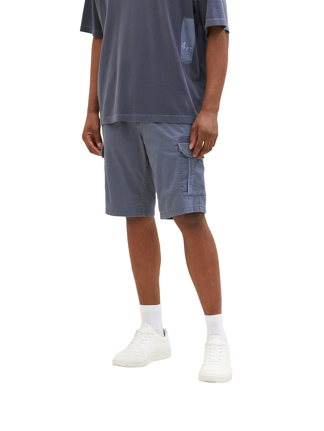 TOM TAILOR Herren Cargo Bermuda Shorts, 29 31272 - Blueish Grey Diamond Structure