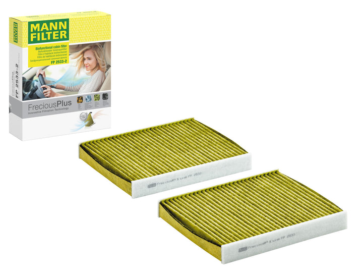 MANN-FILTER FP 2533-2 Innenraumfilter – FreciousPlus Biofunktionaler Pollenfilter (2er Set) – Für PK