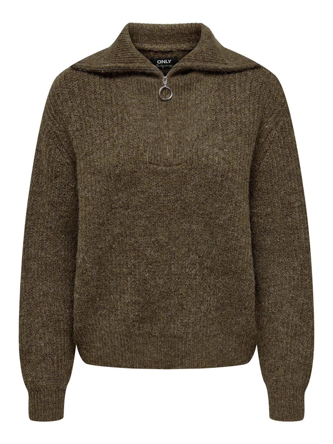 ONLY Damen Strickpullover mit Reissverschluss Stehkragen Knitted Sweater Half Zip Troyer ONLBAKER, C