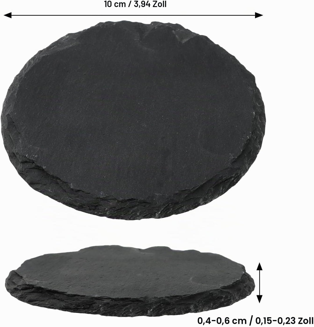 20er Set Schiefer Untersetzer Rund, 4 Zoll Schiefer Getränkeuntersetzer, Schwarze Stein Untersetzer,