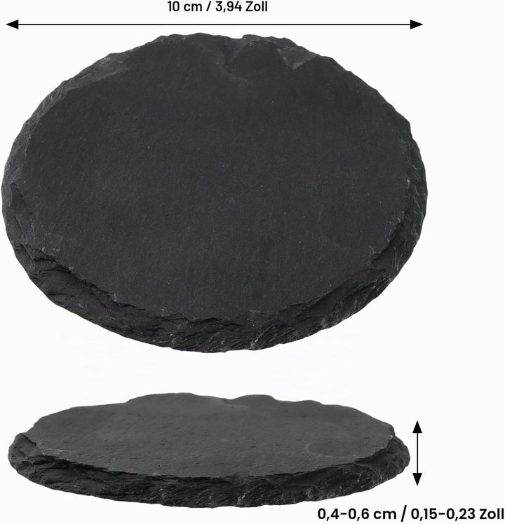 20er Set Schiefer Untersetzer Rund, 4 Zoll Schiefer Getränkeuntersetzer, Schwarze Stein Untersetzer,