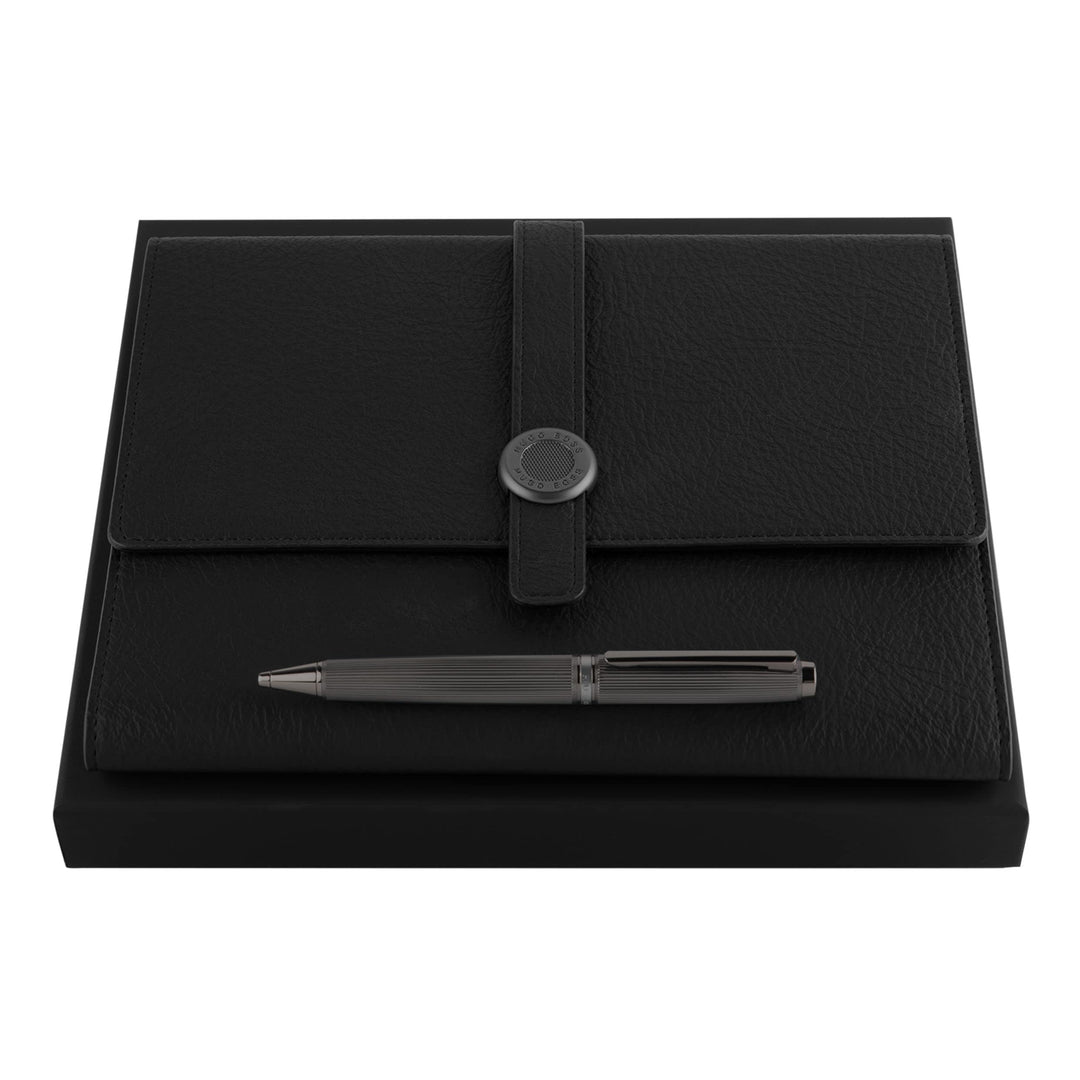 Hugo Boss Schreib-Set HPMB090D (Kugelschreiber & A5 Schreibmappe) | Geschenkbox