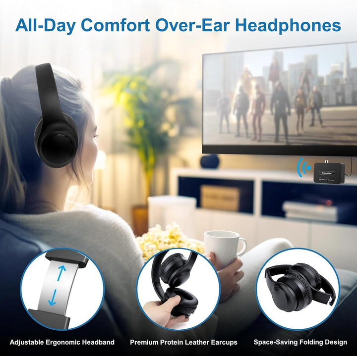 Kabellos ANC TV Kopfhörer für Senioren - Active Noise Cancelling, Faltbare Bluetooth 5.3 Over-Ear TV