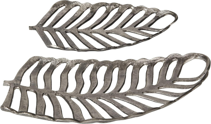 Dekoschale Aluminium Monstera Blätter 2er Set Schmuck Tablett in Silber Amnisos