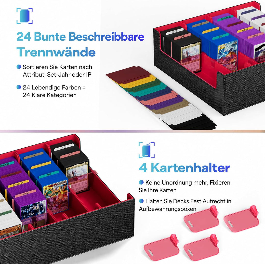 Kartenaufbewahrungsbox für Trading Cards, 2400+ MTG Commander Deck Box mit 24pcs bunten Teilern, Kar