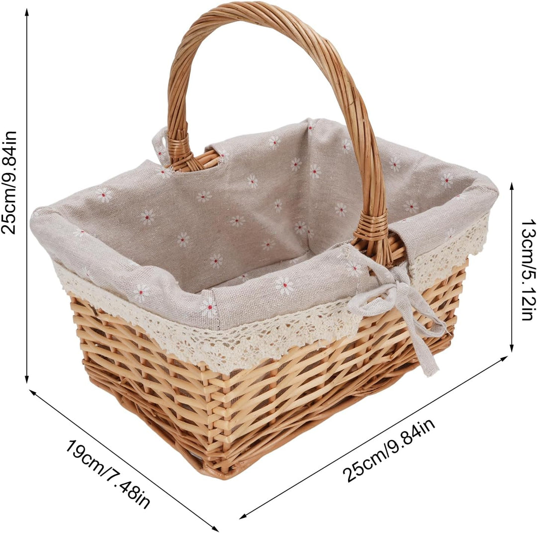 Cocoarm Picknickkorb aus Korbgeflecht, Handgewebt, Vintage-Stil, Abnehmbares Innenfutter, Mehrzweck-