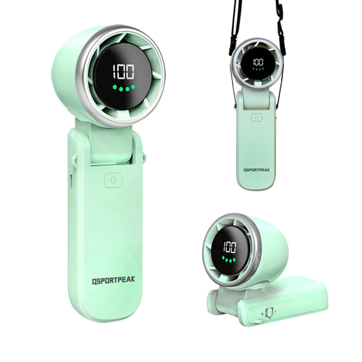 QSPORTPEAK Tragbarer Mini-Lüfter mit 4000-mAh-Akku, USB-Lüfter, faltbarer Handlüfter, turbostarker l