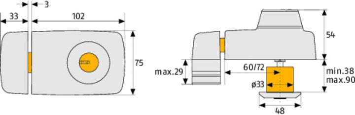 ABUS Tür-Zusatzschloss 7025 mit beidseitigem Zylinder, weiss, 53297, Weiss