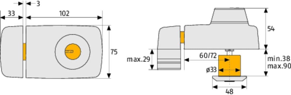 ABUS Tür-Zusatzschloss 7025 mit beidseitigem Zylinder, weiss, 53273 Metall EK Weiss, Metall EK Weiss