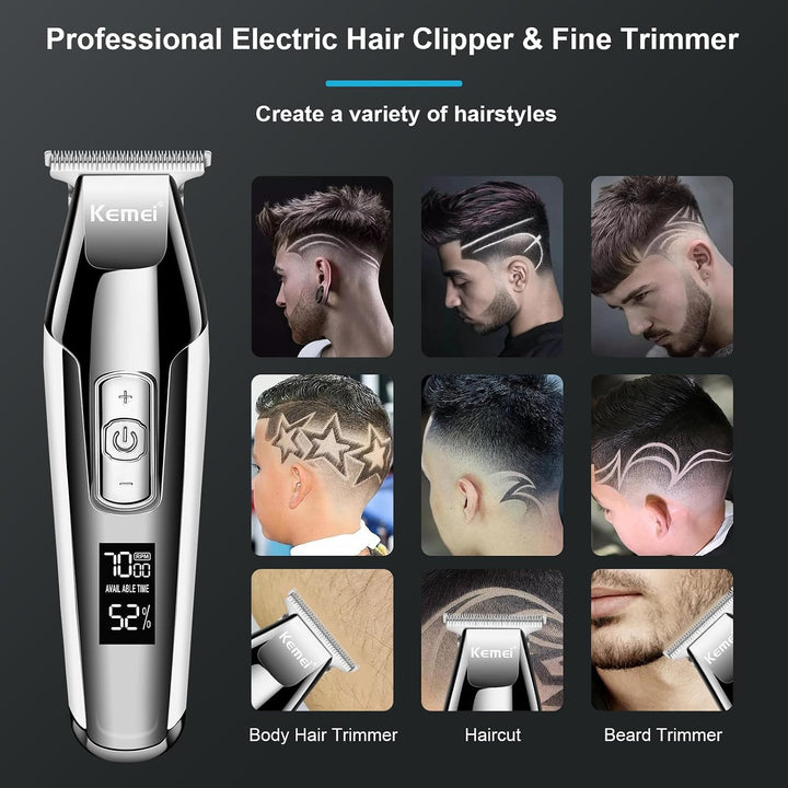 KEMEI Herren LCD Display Baldheaded Haarschneidemaschine Professionelle Bart Haarschneider Werkzeuge