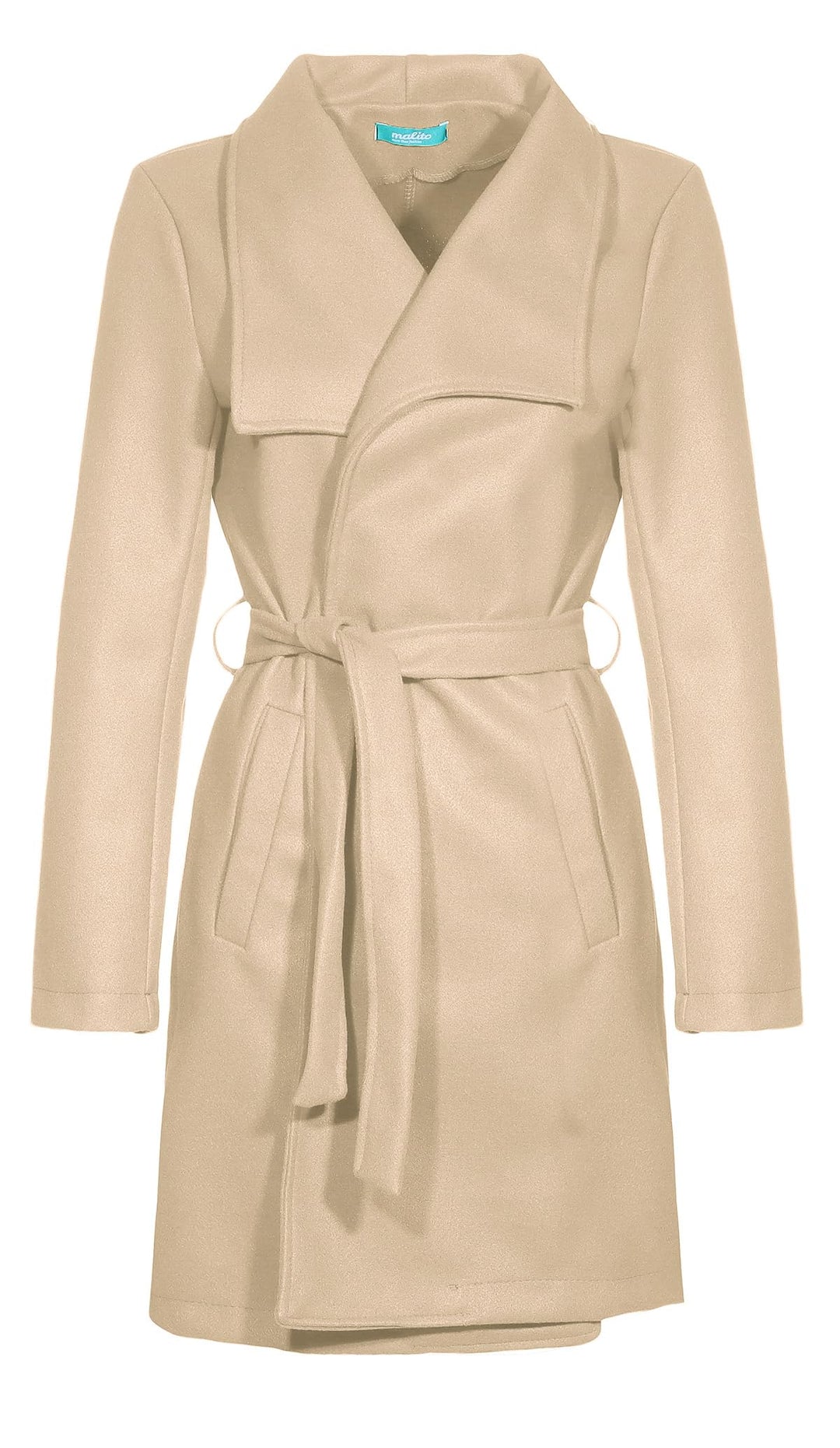 malito – Damen Trenchcoat einfarbig mit Gürtel & Taschen – klassischer Mantel für Herbst & Winter –