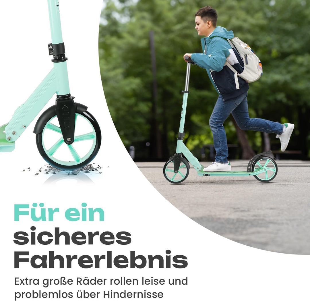 Rollkönig ® Scooter für Kinder ab 5 Jahren I Der Faltbare City-Scooter mit grossen Rädern I Tret-Rol