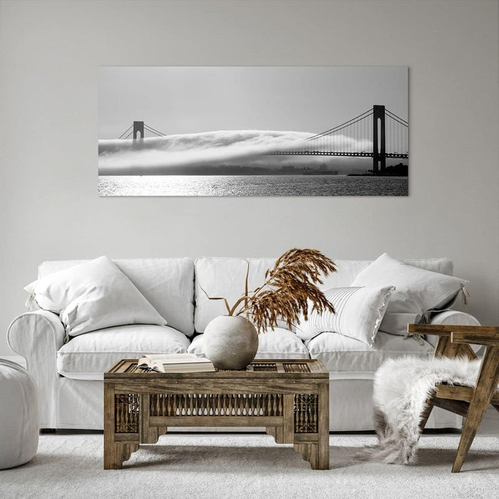 Wandbilder Dekoration Wohnzimmer Usa goldenes tor brücke Panorama Bilder auf Leinwand 120x50cm Leinw