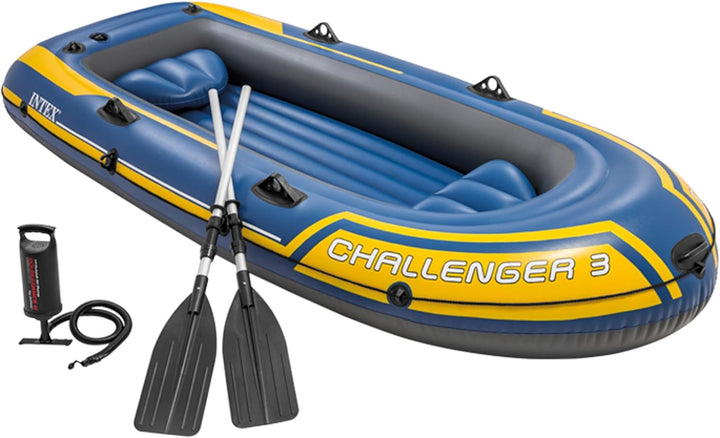 Intex Challenger 3 Set Schlauchboot - 295 x 137 x 43 cm - 3-teilig - Blau / Gelb Single, Single