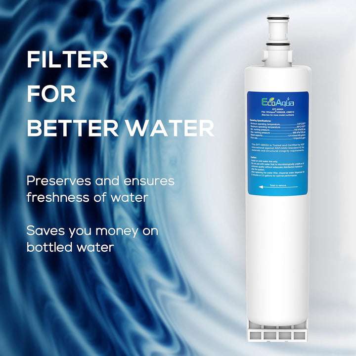 EcoAqua EFF-6002A Kühlschrank Wasser Kühlschrank Filter Kompatibel mit Whirlpool 4396508, SBS002; Ho