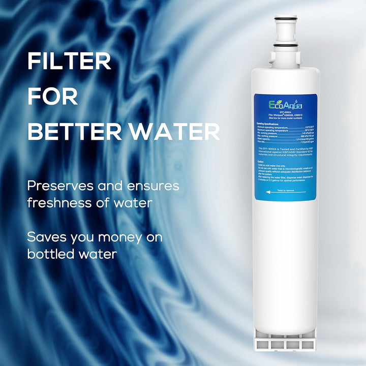 EcoAqua EFF-6002A Kühlschrank Wasser Kühlschrank Filter Kompatibel mit Whirlpool 4396508, SBS002; Ho