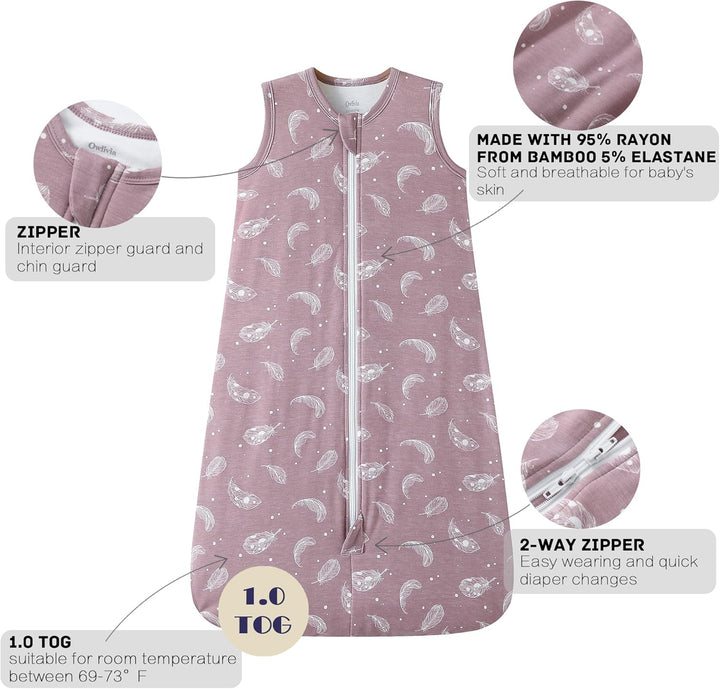 Owlivia Bambus Baby Schlafsack Unisex Kleinkinder-Schlafsack 1.0 TOG Tragbare Decke Baby Jungen Mädc