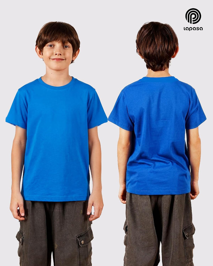 LAPASA Kinder T Shirt 100% Baumwolle 4er Pack Unisex 3-13 Jahre/ 95-165 Jungen Jungs Sport Tshirt K0