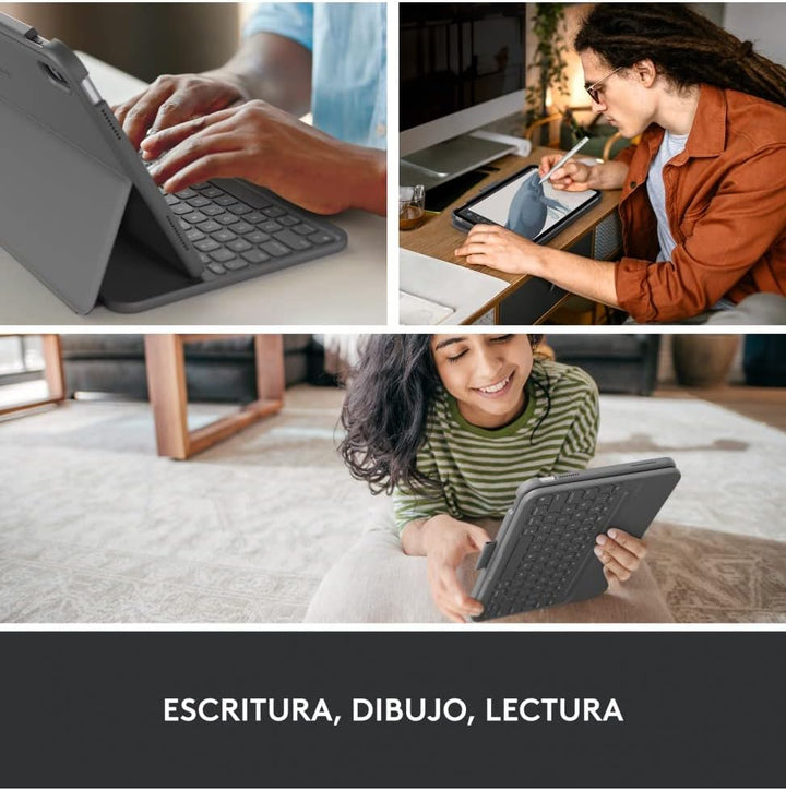 Logitech iPad (10. Generation) Tastatur-Case | Slim Folio mit integrierter kabelloser Tastatur (Graf