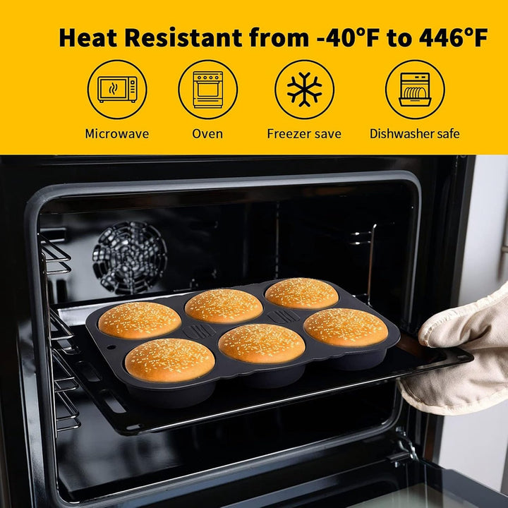 Hztyyier Hochwertige Hamburger-Brötchenform für Knuspriges Brot mit 6 Mulden, für Französische Burge
