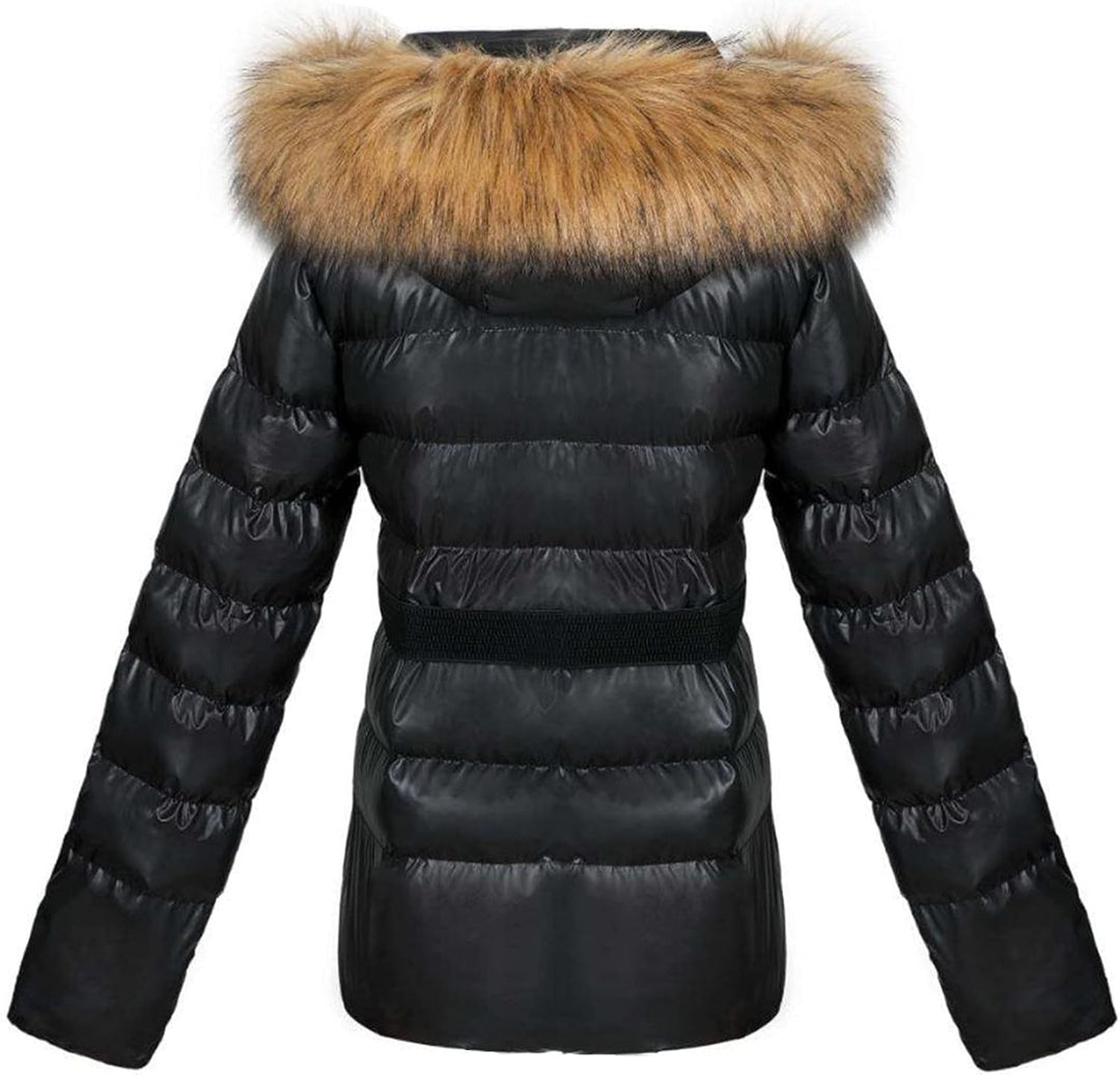 Damen Jacke Steppjacke Warme Winter Übergangsjacke Gesteppt Stepp Wintermantel mit Gürtel Daunenmant