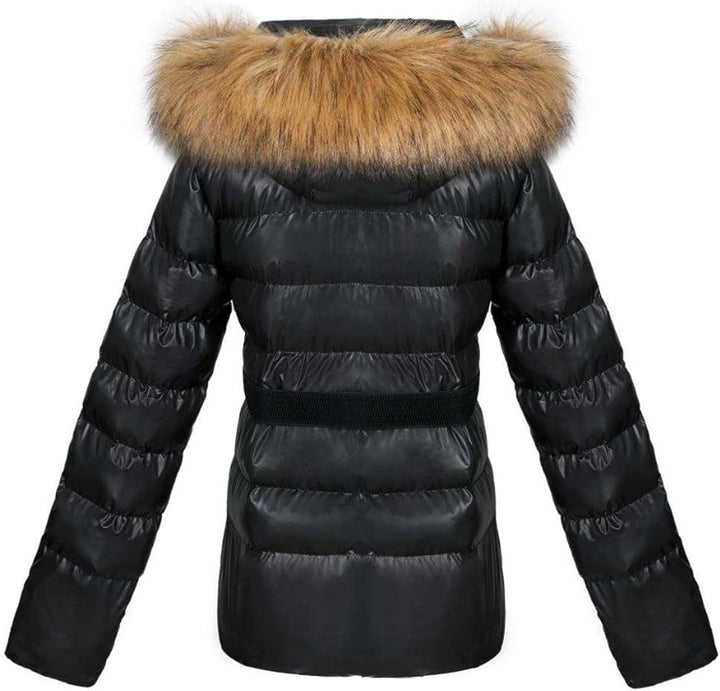 Damen Jacke Steppjacke Warme Winter Übergangsjacke Gesteppt Stepp Wintermantel mit Gürtel Daunenmant