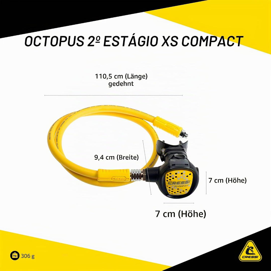Cressi Octopus zum Tauchen - Premium Octopus mit gelber Röhre Compact, Compact