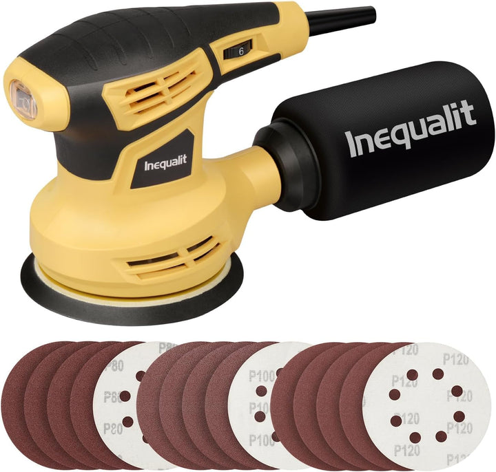Exzenterschleifer 280W – 6-stufige Geschwindigkeit (6000–13000 U/min), Staubabsaugung, 15× 125-mm Sc