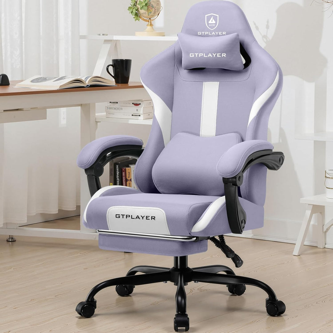 GTPLAYER Gaming Stuhl Bürostuhl Ergonomisch Gaming Sessel mit Kopfstütze und Cloud-Lendenkissen, Gep