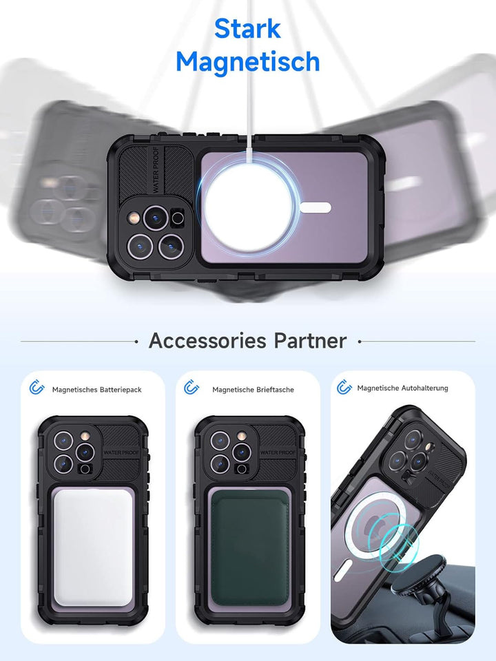 seacosmo für iPhone 14 Pro Max Hülle Wasserdicht [Kompatibel mit Magsafe] Metall Handyhülle iPhone 1