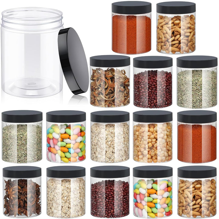 AKOLAFE 16er Set Vorratsdosen mit Deckel 500ml Vorratsgläser mit Deckel Luftdicht Transparente Plast