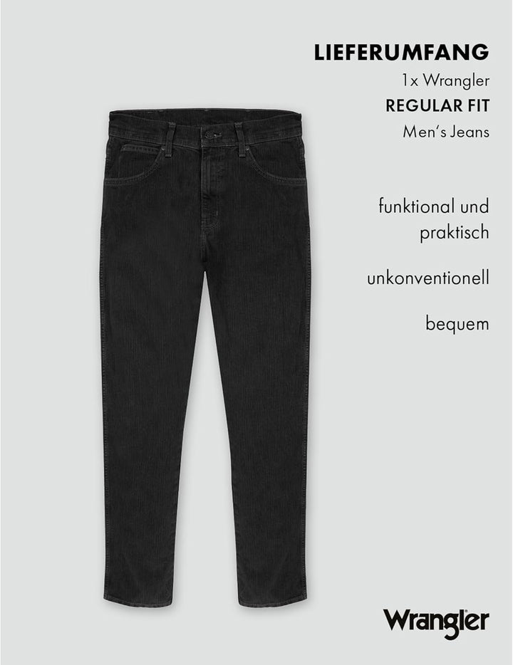 Wrangler Herren Jeans Regular - Mid Waist - Regular Fit - Schwarz W30-W44 30W / 30L Schwarz, 30W / 3