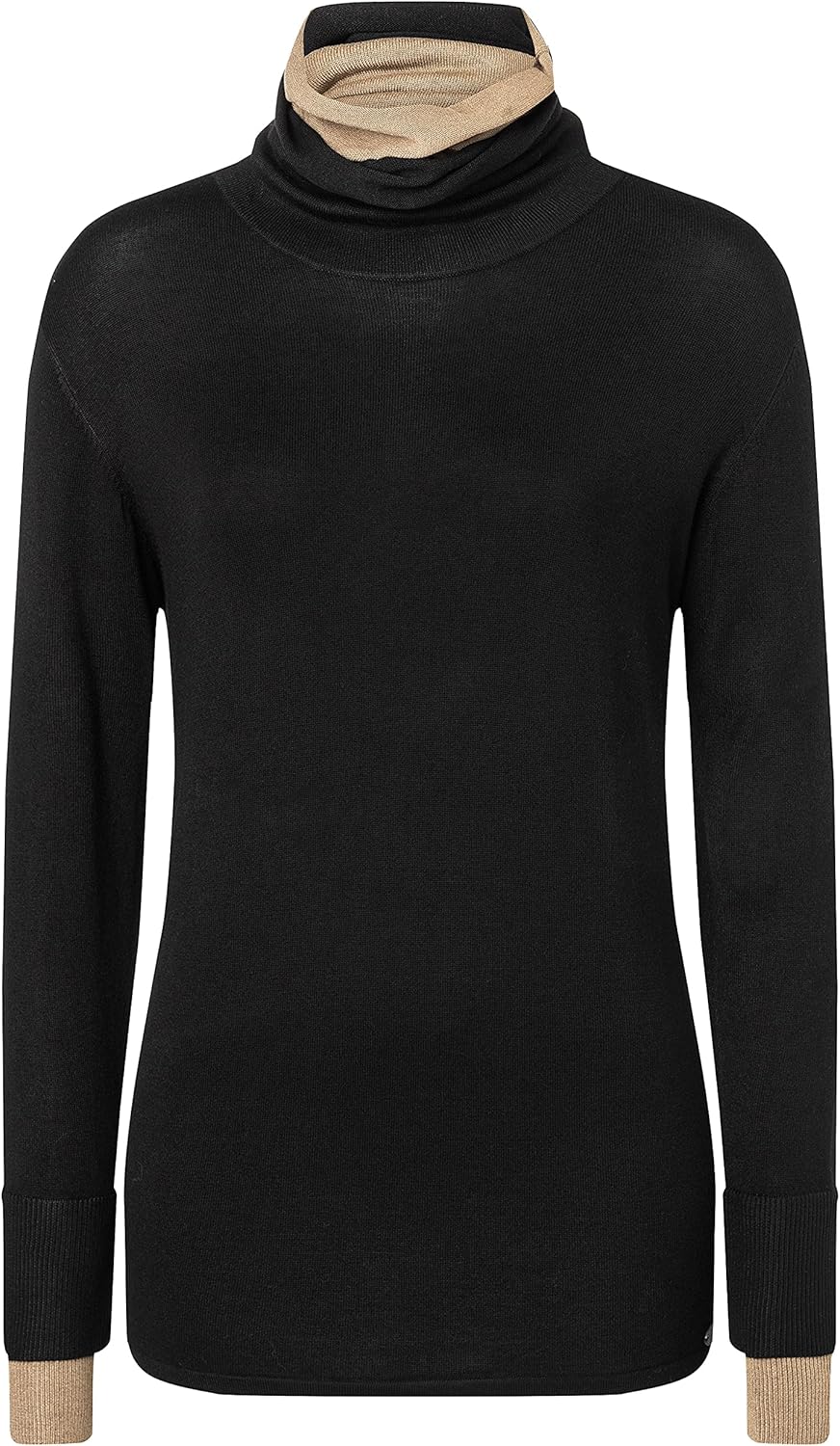 Timezone Damen Double Layer Turtleneck Pullover L Schwarz, L Schwarz