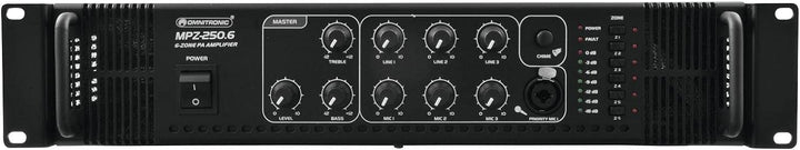 OMNITRONIC MPZ-250.6 Mischverstärker | 6-Zonen-ELA-Mono-Mischverstärker, 250 W, Zonen schaltbar