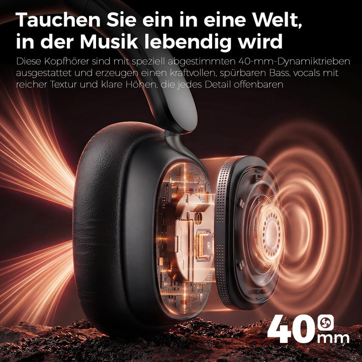 havit SPACE NC01H Hybrid Active Noise Cancelling Kopfhörer, Over Ear Bluetooth Kopfhörer mit 4 Mic E