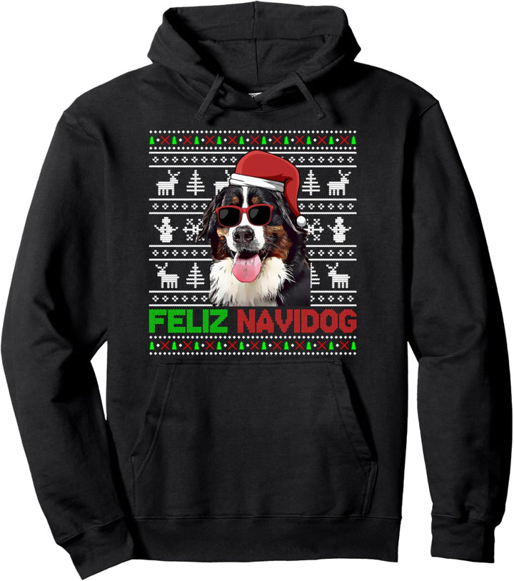 Berner Sennenhund Feliz Navidog Lustige Weihnachten Pullover Hoodie