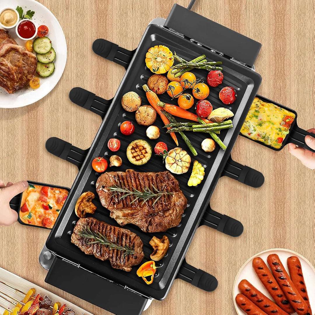 8 Stück Pfännchen für Raclette, Antihaftbeschichtet, Viereckig Mini mit 8 Schaufel Schwarz