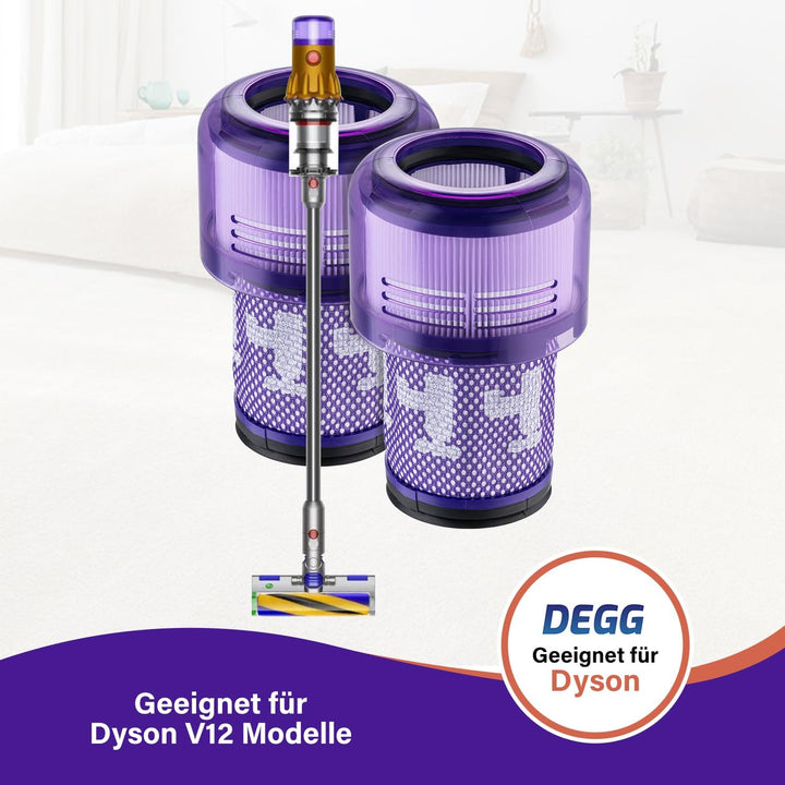 DEGG Hepa Filter - Kompatibel mit Dyson V12 Detect Slim - Waschbares Staubsaugerfilter - Ersatzfilte
